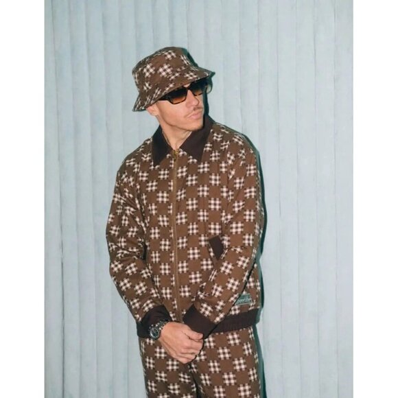 Bogey Boys by Macklemore Mens Jacket Sz Large Brown Big Check Golf Athleisure